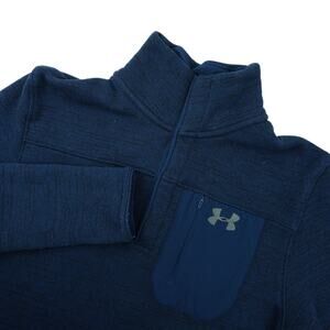 Under Armour Fleece Jacket Mens‎ M Blue Specialist Henley 2.0 1/4 Snap ColdGear